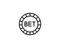 Casino chip. Poker chip. Black thin outline pocker chips. Vector set. Bet coin icon Royalty Free Stock Photo