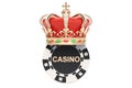 Casino token with royal crown, 3D rendering