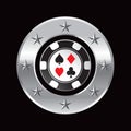 Casino chip in silver circle star Royalty Free Stock Photo