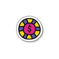 Casino chip sticker doodle icon