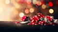 Casino chips in bright color on roulette table close up. Neural network ai generated Royalty Free Stock Photo