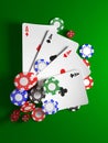 Casino chips, dice and cards for poker. Royalty Free Stock Photo