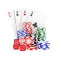 Casino chips, dice and cards for poker. Royalty Free Stock Photo