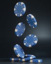 Casino chips falling on the black background Royalty Free Stock Photo