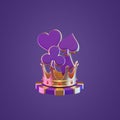 Casino chips, golden crown and aces cards symbols on a purple background Royalty Free Stock Photo