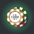 Casino Chips on the green background. Royalty Free Stock Photo