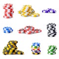 Casino chips icons set cartoon vector. Poker chip Royalty Free Stock Photo