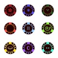 Casino chips icons set cartoon vector. Poker chip Royalty Free Stock Photo