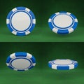 Casino chips isolated on green poker table background Royalty Free Stock Photo