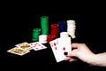 Casino chips, playing cards isolated Royalty Free Stock Photo