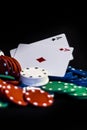 Casino chips, playing cards isolated Royalty Free Stock Photo