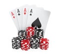 Casino Chips and Playing Cards Isolated Royalty Free Stock Photo