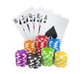 Casino Chips and Playing Cards Isolated Royalty Free Stock Photo