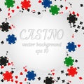 Casino chips and playing cards vector background. Royalty Free Stock Photo