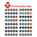 Casino Chips Set of 80 Christmas eighty pieces. Santa Claus beard god.Illyustratsiya new . Use for the site, printing, paper Royalty Free Stock Photo