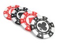 Casino chips with spade, heart diamond and club on it. 3D render