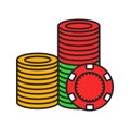 Casino chips stack color icon