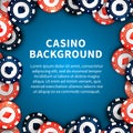 Casino chips on table, background with text template Royalty Free Stock Photo