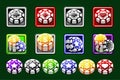 Casino chips vector isolated on green background. Casino game 3D chips. Online casino banner. Colored chips. Set gambling concept Royalty Free Stock Photo