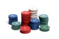 Casino chips on white background isolated