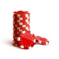 Casino chips on white realistic theme