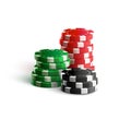 Casino chips on white realistic theme