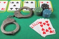 Casino chips a winning combination of cards flush royal Royalty Free Stock Photo