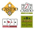 Casino club isolated icons, gambling and poker online