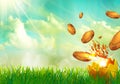 Casino coins flying from an Easter egg shells Royalty Free Stock Photo