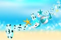 Casino coins, sea star and beach ball flying out Royalty Free Stock Photo