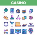 Casino Color Play Elements Vector Icons Set