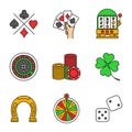 Casino color icons set