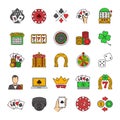 Casino color icons set