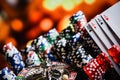 Casino concept. Closeup of roulette chips