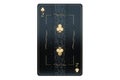 Casino concept, clubs deuce playing cards, black and gold design on white background. Gambling, luxury style, poker, blackjack,