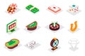 Casino concept 3d isometric icons set. Pack isometry elements Royalty Free Stock Photo