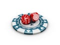 Casino Concept Dice and Chips. 3d Illustration