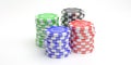 Casino poker chips isolated on white background. 3d illustration Royalty Free Stock Photo