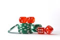 Casino craps game background with stack of chips isolated white Royalty Free Stock Photo