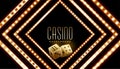 casino 3d poker dice dark banner with glowing light effect