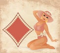 Casino Diamonds poker cards pin up woman