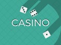 Casino dice, flat cubes with a shadow on a green table, top view. Vector