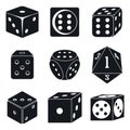 Casino dice icons set, simple style Royalty Free Stock Photo