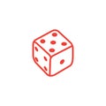 Casino Dice Line Red Icon On White Background. Red Flat Style Vector Illustration Royalty Free Stock Photo