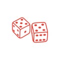 Casino Dice Line Red Icon On White Background. Red Flat Style Vector Illustration Royalty Free Stock Photo