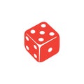 Casino Dice Red Icon On White Background. Red Flat Style Vector Illustration Royalty Free Stock Photo