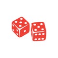 Casino Dice Red Icon On White Background. Red Flat Style Vector Illustration Royalty Free Stock Photo