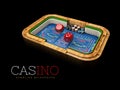 Casino dice table with red Dices. Casino Games, 3D Illustration