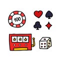 Casino doodle icons Royalty Free Stock Photo