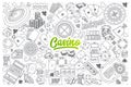 Casino doodle set with green lettering